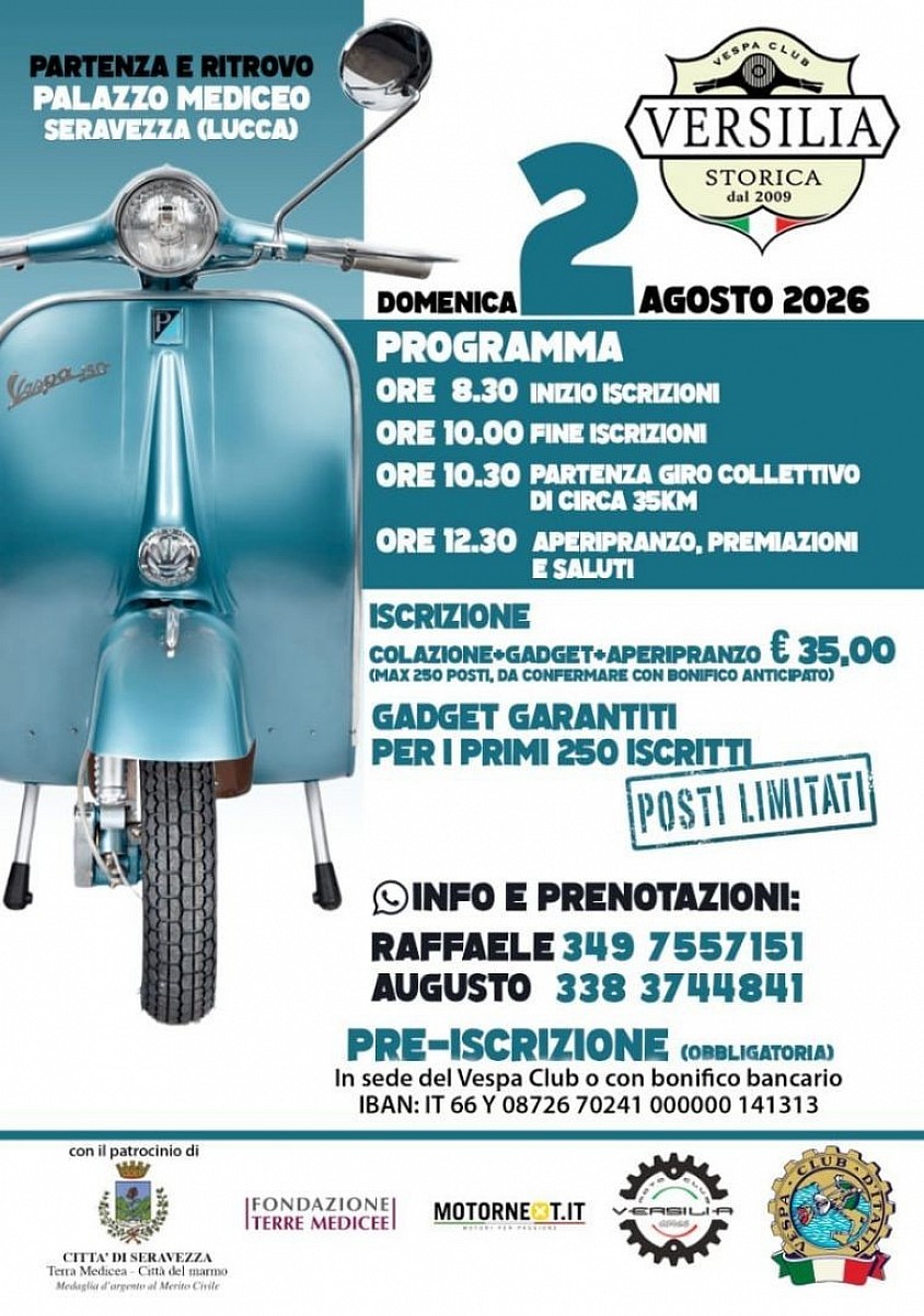 Raduno vespa club Versilia storica 2026